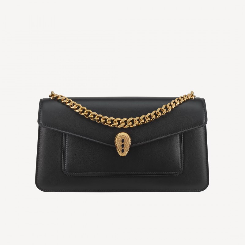 Bulgari SERPENTI EAST-WEST MAXI CHAIN SHOULDER BAG Black