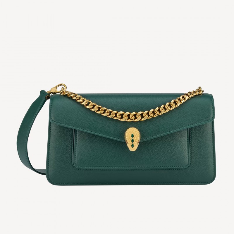 Bulgari SERPENTI EAST-WEST MAXI CHAIN SHOULDER BAG Green