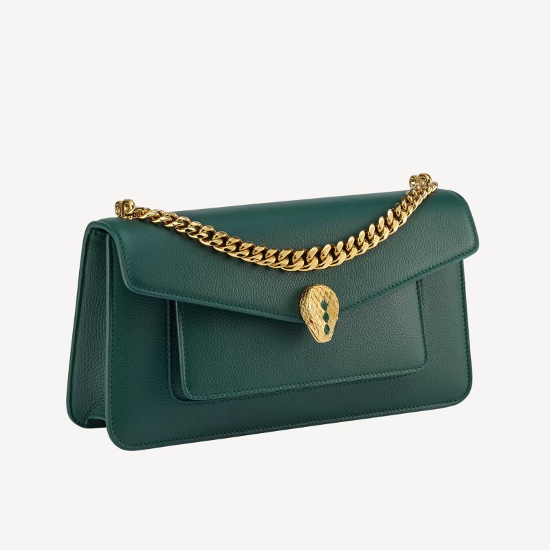 Bulgari SERPENTI EAST-WEST MAXI CHAIN SHOULDER BAG Green