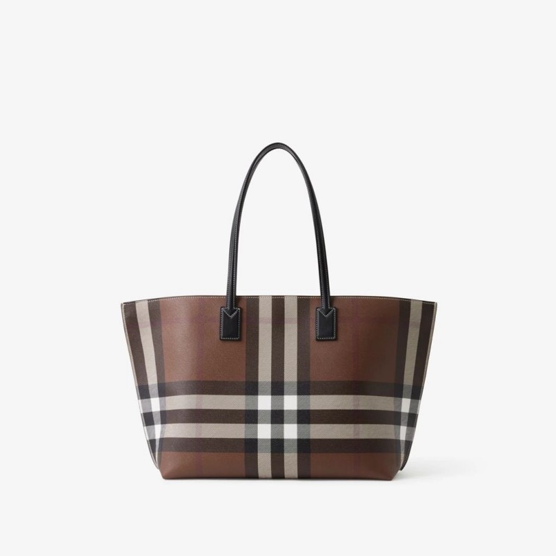 Burberry Medium Check Tote Dark Birch Brown