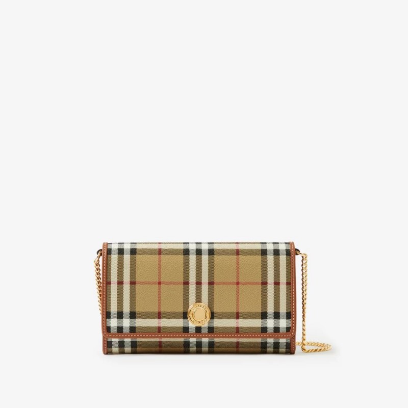 Burberry Check Chain Strap Wallet Archive Beige