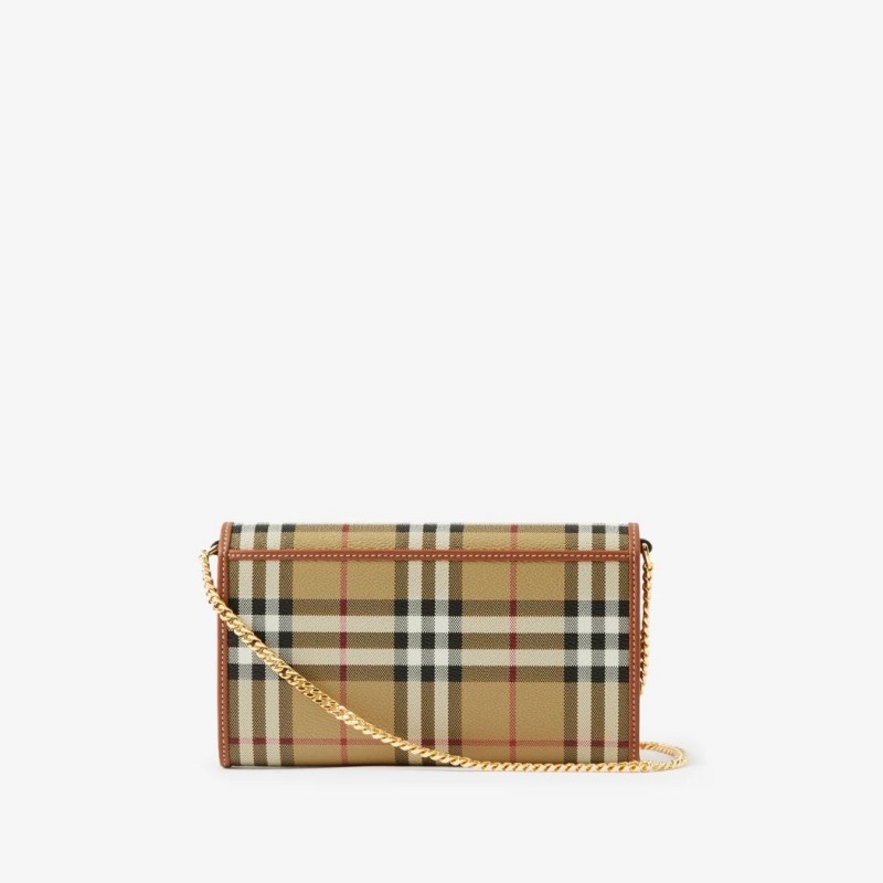 Burberry Check Chain Strap Wallet Archive Beige