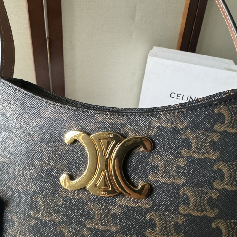 Celine MEDIUM TILLY BAG IN TRIOMPHE CANVAS AND CALFSKIN TAN