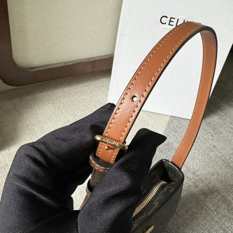 Celine MEDIUM TILLY BAG IN TRIOMPHE CANVAS AND CALFSKIN TAN