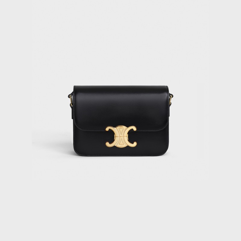 Celine TEEN TRIOMPHE BAG IN SHINY CALFSKIN BLACK