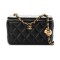 Lambskin Quilted Pearl Crush Small Vanity Case With Chain Black