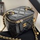 Black Quilted Lambskin Mini Pearl Crush Mini Vanity Case Gold Hardware