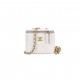 White Quilted Lambskin Mini Pearl Crush Mini Vanity Case Gold Hardware