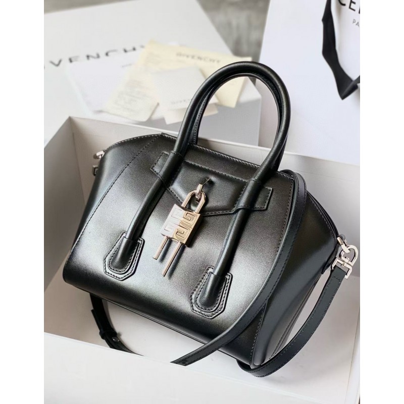 Mini Antigona Lock bag in box leather