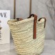 Medium Basket bag in palm leaf and calfskin