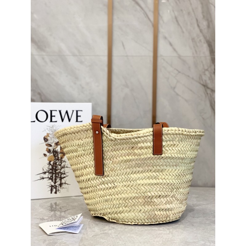 Medium Basket bag in palm leaf and calfskin