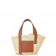 Small Basket bag in palm leaf and calfskin