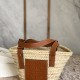 Small Basket bag in palm leaf and calfskin