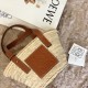 Small Basket bag in palm leaf and calfskin