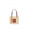 Small Square Basket bag in raffia and calfskin