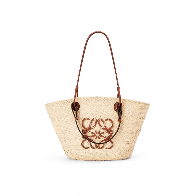 Medium Anagram Basket bag in iraca palm and calfskin