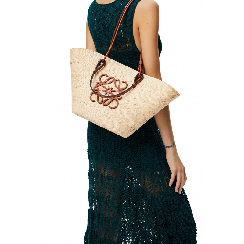 Medium Anagram Basket bag in iraca palm and calfskin