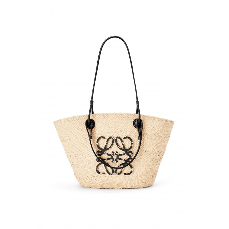 Medium Anagram Basket bag in iraca palm and calfskin