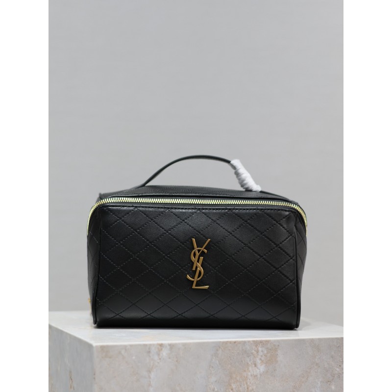 Vanity Case YSL Top-Handle Bag in Quilted Smooth Leather