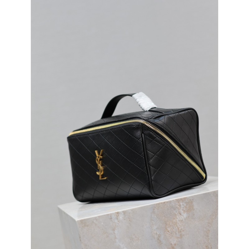 Vanity Case YSL Top-Handle Bag in Quilted Smooth Leather