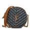 SAINT LAURENT Denim Quilted Monogram Round Crossbody Bag Rodeo Blue